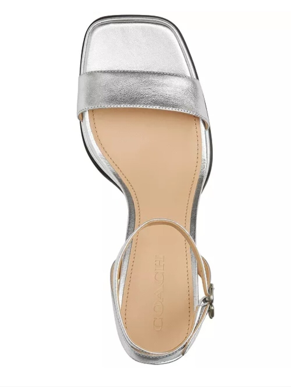 Coach Metallic Black Single-Band Ankle Strap Sandal